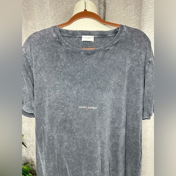 Saint Laurent Paris Men’s Destroyed Archive Logo T-Shirt Faded Wash Sz M - Picture 3 of 13